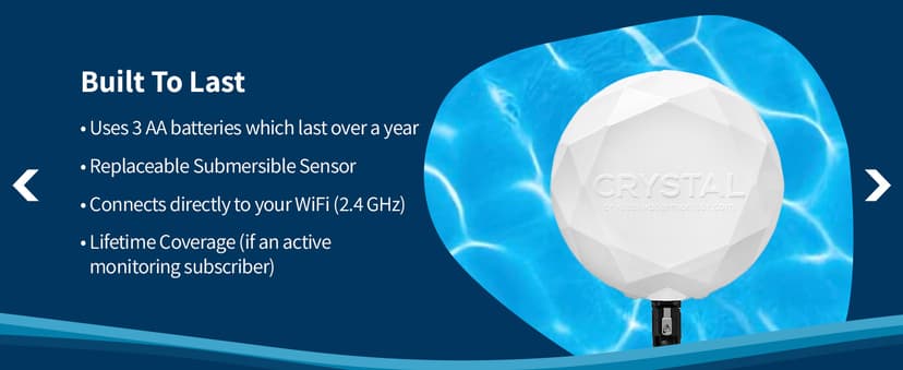 Crystal Smart Water Monitor for Salt Water Pools & Hot Tubs - 24/7 Continuous Digital Water Testing with App Notifications & Customized Chemical Dosing (New Model)