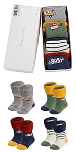 Baby Christmas socks 4 Pack 3-6 -12-18-24 months for boy girl babies Infant cotton fuzzy sock Gifts