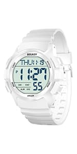 Beeasy Digital Watch Waterproof with Stopwatch Alarm Countdown Dual Time, Ultra-Thin Super Wide-Angle Display Digital Wrist Watches for Men Women