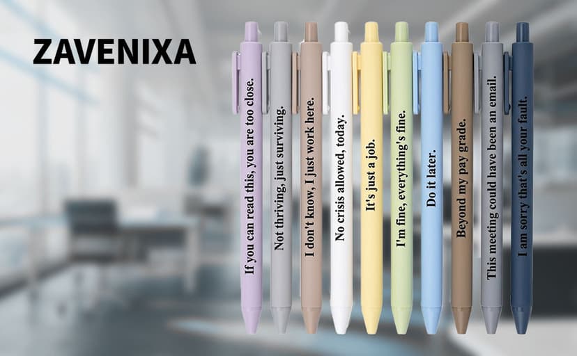 Black Ink Pens with Sayings; Sarcastic Gifts and Funny Office Gifts for Coworkers on Birthdays, at Work or for Appreciation Funny Pens for Adults, 10 Pcs Sarcastic Pens and Coworker Gifts for Work B0GY5CH68Z