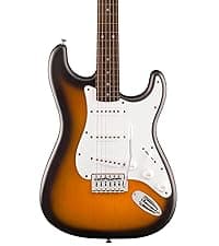 Fender Squier Debut Series Stratocaster Electric Guitar Kit, Beginner Guitar Kit, with 2-Year Warranty, with Padded Gig Bag, Frontman 10G Amp, Strap, and More, Includes Free Lessons, Black