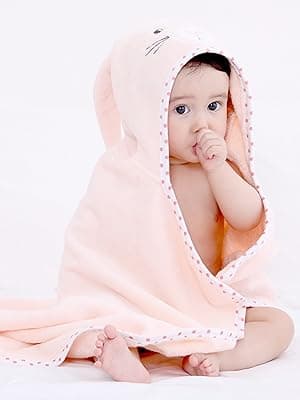 Baby Hooded Towel with Unique Animal Design Ultra Soft Thick Cotton Bath Towel for Newborn (Bunny)