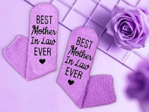 HAPPYPOP Gifts for Mother in Law - Mothers Day Socks Keychain with Greeting Card, Mom in Law Birthday Gifts Christmas Stocking Stuffers