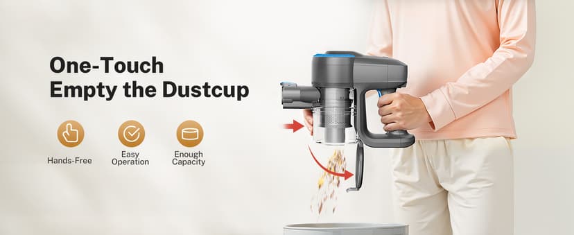 DEVOAC N300 Cordless Vacuum Cleaner, 6 in 1 Lightweight Stick Vacuum, 2200mAh Battery Up to 40mins Runtime, Powerful Handheld Vacuum for Hard Floor Rug Pet Hair Home Dorm (Blue)