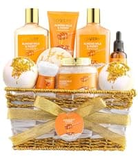 Gifts for Women Gift Basket for Women - 10 Pc Almond Milk & Honey Beauty & Personal Care Set - Home Bath Pampering Package for Relaxing - Spa Self Care Kit - Thank You, Birthday, Mom, Anniversary Gift