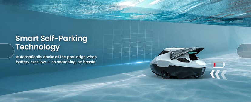 AIPER Cordless Robotic Pool Cleaner, Pool Vacuum Lasts 90 Mins, LED Indicator, Self-Parking, Ideal for Above-Ground Flat Pool up to 860 sq.ft