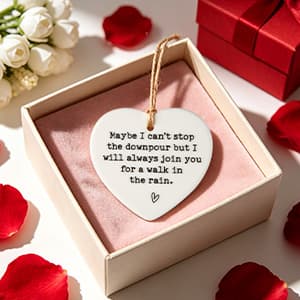 Maybe I Can't Stop the Downpour Plaque, Ceramic Heart Souvenir Hanging Friendship Plaque Crafts Friendship Gift Bestie/Sister Tough Time Gift Hang Sign Ornament for Wall Door Decor