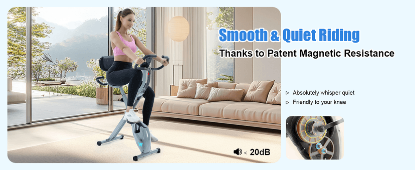 BARWING Stationary Exercise Bike for Home Workout, 5 IN 1 Foldable Indoor Cycling Bike for Seniors, 350LB Capacity, 16-Level Magnetic Resistance, Seat Backrest Adjustments