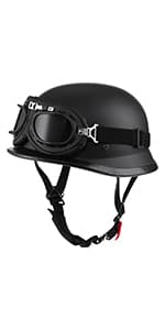Yesmotor Helmet Half Shell German Motorcycle Helmet with Cycling Glasses - DOT Approved