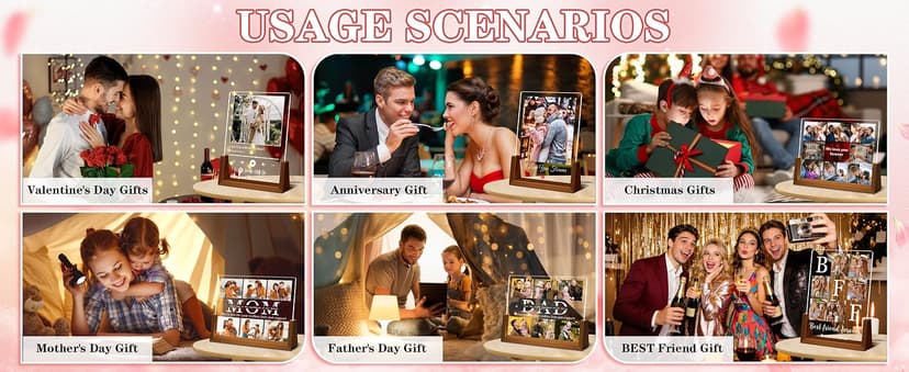 Customized Besties Friendship Gifts for Women Men, Personalized Best Friend Christmas Birthday Gifts for BFF Sister Him Her Custom Photo Frame, Personalized Best Friend Picture Frame Night Light B0FZKR66Y7