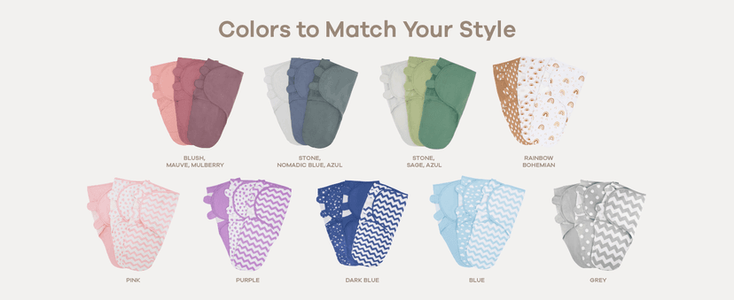 Comfy Cubs Easy Swaddle Blanket, 3 Pack - 100% Cotton Newborn Wrap, Small for 0-3 Months Infants, with Adjustable Velcro, Breathable and Durable Sleep Sack for Babies - Blush, Mauve & Mulberry