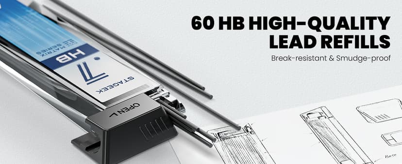 STAGEEK 0.7 mm Mechanical Pencil, Metal Art & Drafting Pencil with Eraser and 60 HB Lead Refills, Professional Drawing Pencil for Artists, Students, School, Office, Writing, Sketching, Drafting(Blue)