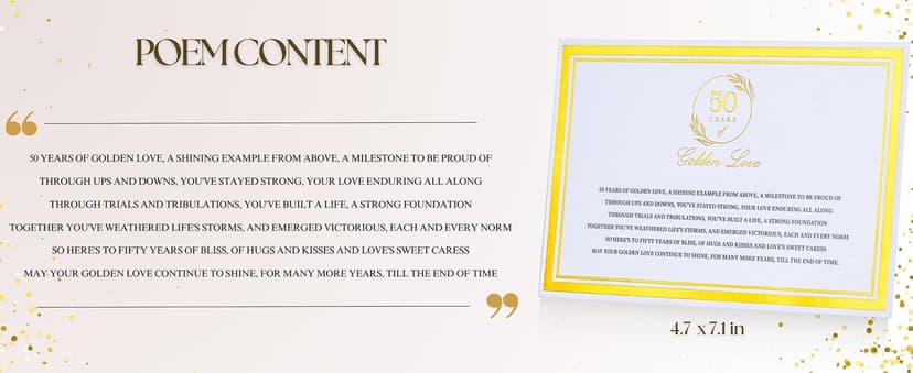 50th Wedding Anniversary Couple Gifts - Iron and Marble Sculpture - Gifts for 50th Wedding Anniversary for Parents or Friends - Includes Present Box, Engraved Plaque and Poem Card