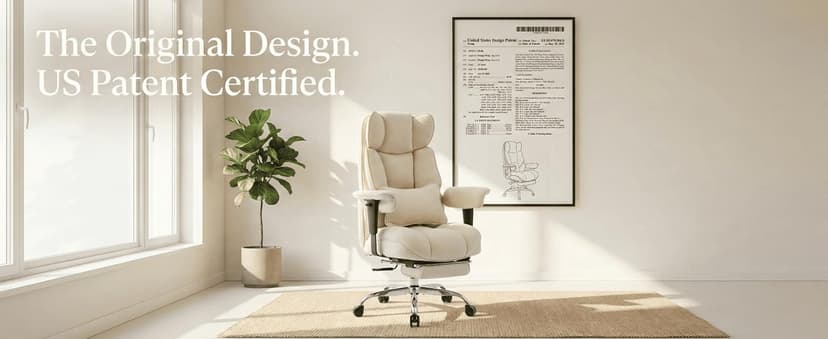 Efomao Executive Office Chair, Soft-Cushioned Computer Chair with Foot Rest, Fabric Home Office Desk Chairs, Big and Tall Office Chairs, Grey