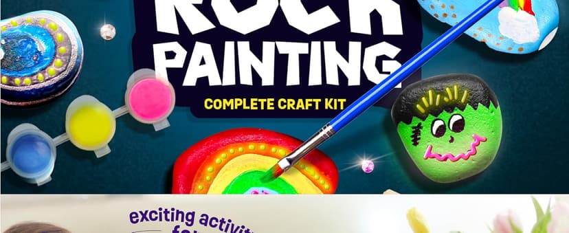 Dan&Darci Kids Rock Painting Kit - Glow in The Dark - Arts & Crafts Gifts for Boys and Girls Ages 6-12 - Craft Activities Kits - Creative Art Toys for 6, 7, 8, 9, 10, 11 & 12 Year Old Kid