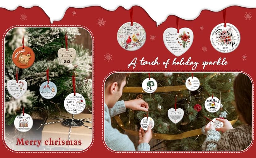 Neighbor Ceramic Ornaments Decor Christmas - Friendship Ornament Gift to Cherish Sincere Neighborhood- Neighbors Like You are Precious & Few