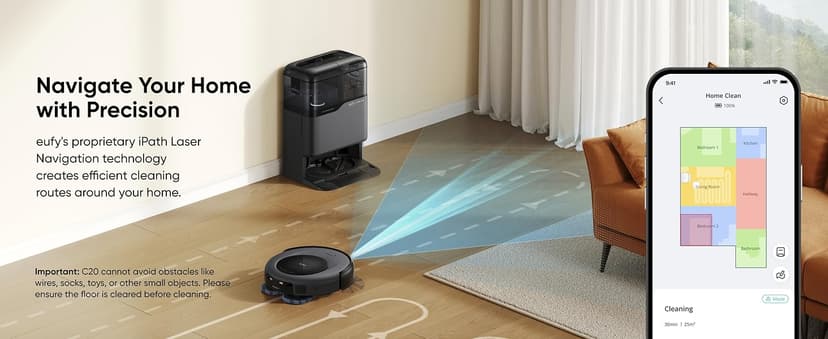 eufy Omni C20 Robot Vacuum and Mop Combo, All-in-One Station, Auto Mop Washing and Auto Drying for Hands-Free Cleaning, 7000 Pa Powerful Suction, Self Emptying, 3.35-Inch