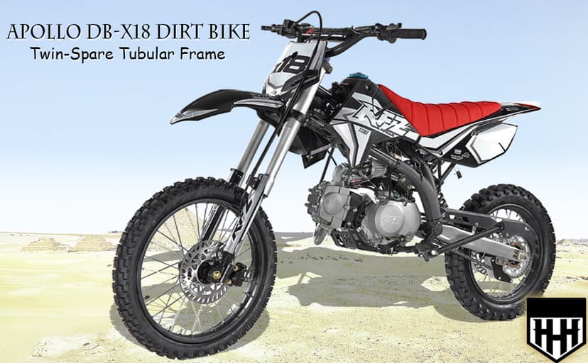 HHH DB X18 125CC Dirtbike Apollo RFZ Racing Gas Dirt Bike with Twin Spare Heave Duty Steel Frame Big Tires 17/14 inch 4 Speed Dirtbike for Youth Adult Vitacci Dirtbike