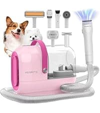 Dog Grooming Vacuum Kit - 3L Vacuum with 7 Tools, Low Noise Electric Clipper and Brush for Pet Shedding at Home, White