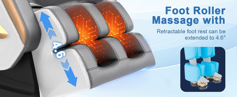 Massage Chair Full Body, Zero Gravity Massage Chair 2026 for Back Fatigue with 10 Fixed Rollers, Heating, Airbags, Phone Controller, Bluetooth Speaker, Nightlights for Living Room, Bedroom