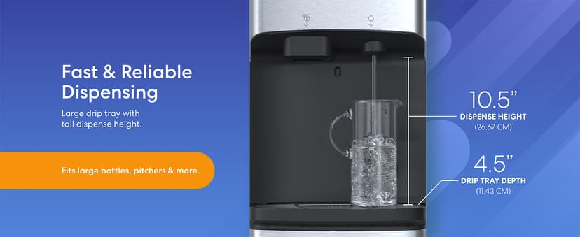 Brio 520 ICE Water Dispenser for 5 Gallon Bottle | Bullet Ice Maker Bottom Load Cooler | UV Self Cleaning, LED Touch Display with Digital Clock, Night Light, Child Safety Lock | 2X Fast Dispense