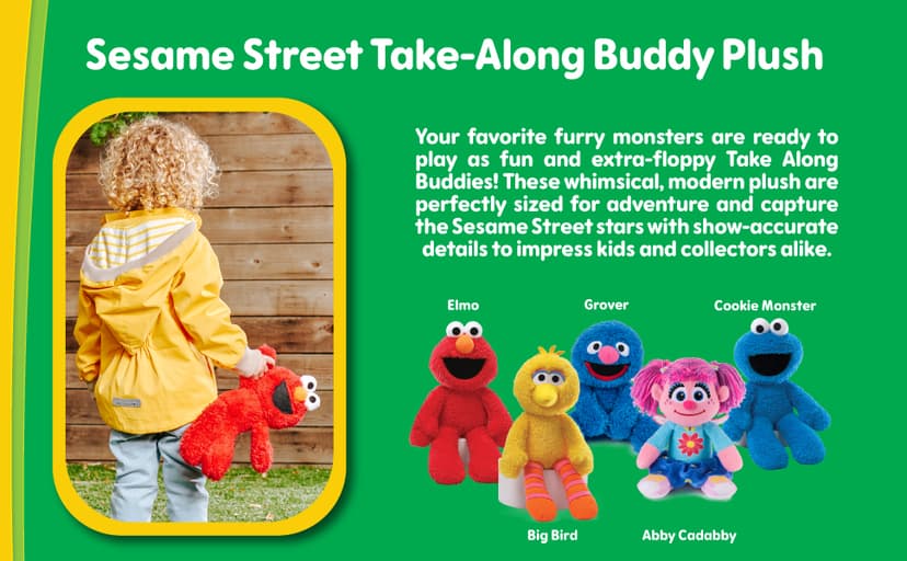 GUND Sesame Street Official Elmo Take Along Buddy Plush, Premium Plush Toy for Ages 1 & Up, Red, 13”