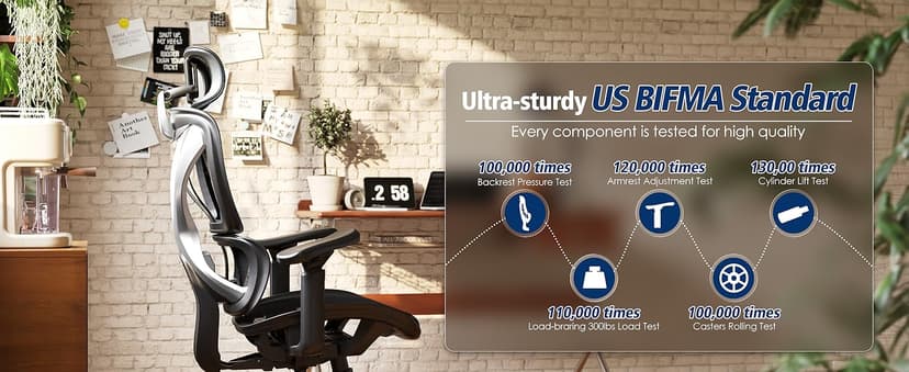 GABRYLLY Ergonomic Office Chair, Big and Tall Mesh Chair with Lumbar Support, 3D armrest - 215° Rotation, Adjustable Headrest & Soft Seat, Durable Computer Chair 350LBS for Work Gaming