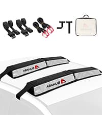 Abahub Soft Roof Rack Pads with 2 Tie Down Straps, 2 Tie Down Ropes, 2 Hood Loops and Storage Bag, for Surfboard, Kayak, Canoe, Heavy Duty Universal Car Roof Racks System Black 30 Inch