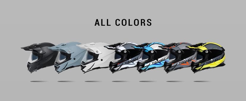 TRIANGLE Dual Sport Motorcycle Helmet Dirt Bike Helmets ATV Full Face Helmet for Adults Men with Internal Sunshield DOT Approved