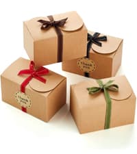 Brown Kraft Cookie Boxes with Ribbons & Window (20 Pack) 8.3 x 6 x 2.8” Food Grade Cardboard Bakery Gift Boxes for Christmas Gift Giving, Baked Goods, Candy Treats, Decorative Holiday Packaging, Empty