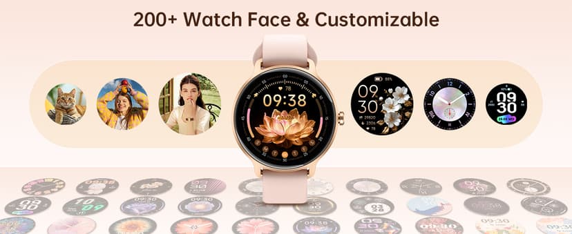 Smart Watch for Women, 1.27" AMOLED Screen Smartwatch with Answer/Make Call for iPhone/Android/Samsung, Fitness Tracker with 120+ Sport Modes, Heart Rate/Sleep/Health Monitor, IP68 Waterproof, 2 Bands