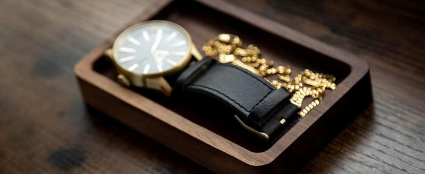 MUUJEE Ring Dish - Engraved Rectangle Wood Tray Small Jewelry Dish 5 Year Wedding Anniv Gifts Ideas (Small - 5.5 x 3.5 inches)