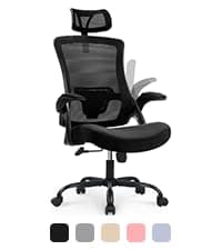 NEO CHAIR Office Desk Gaming Chair Computer High Back Mesh Seat with Rolling Wheels Ergonomic Adjustable Comfy Flip-up Armrests Lumbar Support Height for Home (Black)