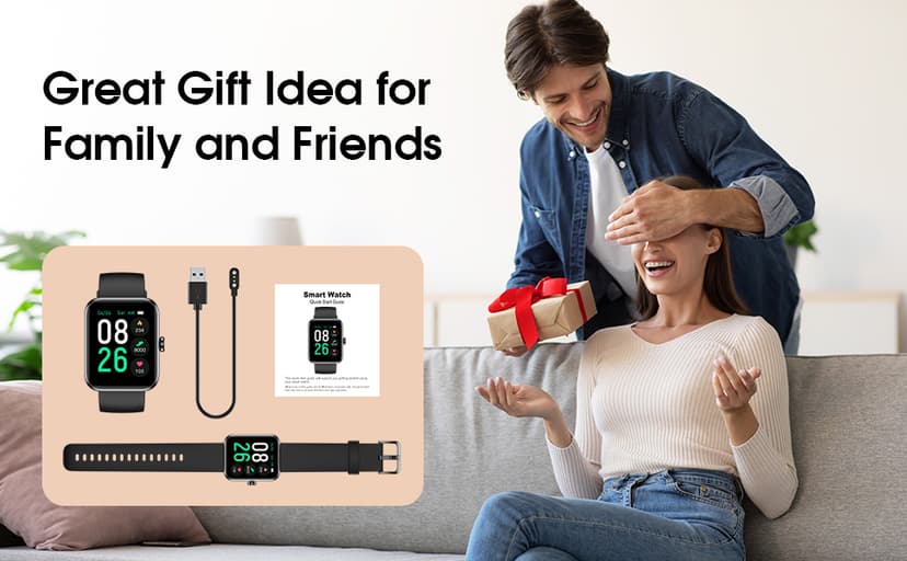 TYKOIT TYKOIT Smart Watch, Fitness Tracker with Heart Rate Monitor, Blood Oxygen, Sleep Tracker, 41mm Touchscreen Smartwatch for Android iOS Swimming Waterproof Pedometer Step Calories Tracker for Women Men