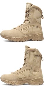 RIELD Men's Military Tactical Work Boots Side Zipper Jungle Army Combat Boots