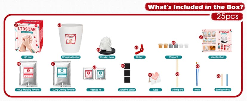 LTDSOAR Hand Casting Kit, Couples with Practice Kit, Hand Mold Kit for Adults & Kids, Romantic Anniversary Wedding Birthday for Her or Him,Boyfriend Girlfriend Unique Christmas Stocking Stuffers Gift