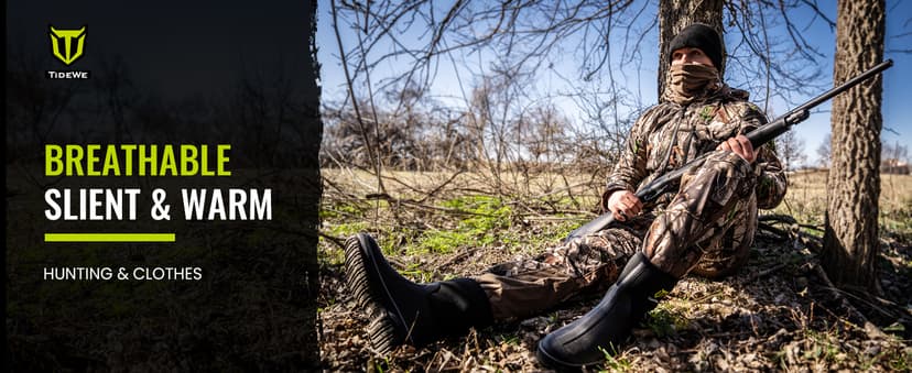 TIDEWE Hunting Clothes for Men with Face Mask, Silent Waterproof Hunting Jacket and Adjustable Bibs, Safety Strap Compatible