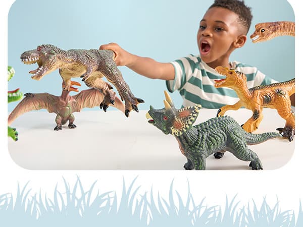 JOYIN Big Dinosaur Toys for Toddlers, 6 Piece Large Soft Dinosaur Figures with an Educational Book, Jumbo Realistic Toys for Boys and Girls Gift, Kids Ages 1 2 3 4 5