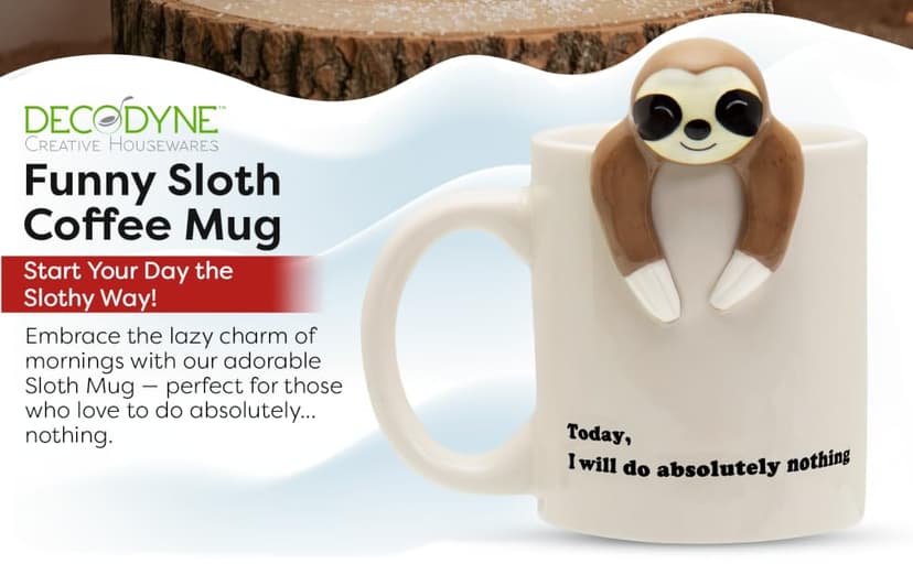 Decodyne Funny Sloth Coffee Mug - Cute Sloth Gifts For Coworkers Women & Men - White Elephant Gifts for Adults, Funny Office Present B07YNXLWJ9