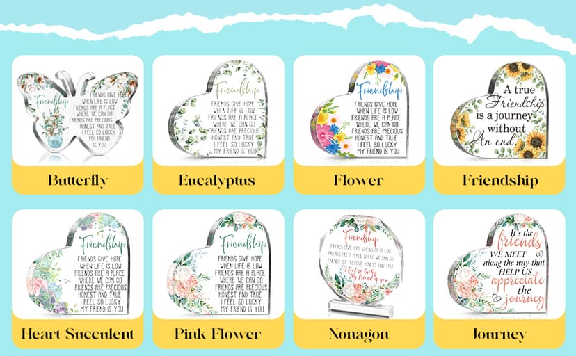 Spiareal Gift for Friend Friendship Women Friend Friendship Birthday Cheer up Gift Acrylic Heart Butterfly Keepsake Paperweight for Home Office Table Shelf(Classic)