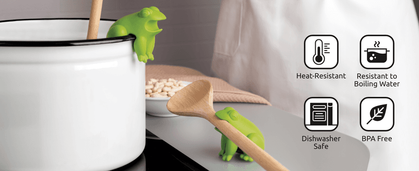 OTOTO New HopTop Frog Spoon Holder for Stove Top - Spoon Rest for Stove Top and Steam Releaser, Cute Kitchen Accessories, Cooking, Cool Gadgets, Fun Kitchen Gifts, White Elephant Gifts