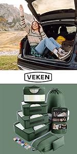 Veken 8 Set Packing Cubes for Travel, Birthday Gifts for Women Mom Her, Cruise Ship Essentials Accessories for Beach Vacation, Suitcase Organizer Bags for Luggage with Hanging Toiletry & Shoe Bag