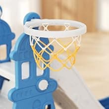 XJD 6-in-1 Toddler Slide and Swing Set, Kids Slide for Toddlers Age 1+, Toddler Outdoor Playset with Basketball Hoop, Football Frame, Swing, Outdoor Indoor Playground for Toddlers 1-3 (Pink)