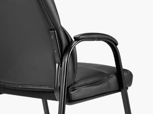Sweetcrispy Waiting Room Guest Chair, Stationary Office Reception Chairs No Wheel, Comfy Padded Arms and Seld Base, for Conference Room Lobby Home Computer Desk Bedroom Elderly, Deep Black
