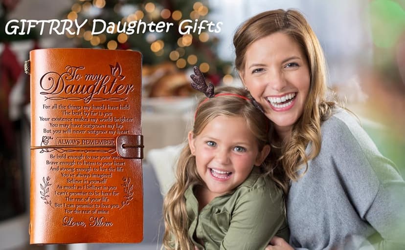Daughter Gift from Mom, To My Daughter Leather Journal, 140 Page Refillable Writing Journal, Christmas Birthday Gifts for Daughter from Mom, Mother Daughter Gifts for Adults Daughter