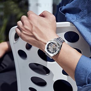 FORSINING Vintage Watch for Men Engraved Automatic Self-Wind Mechanical Big Dial Luminous Moon Phase Golden Hollow Tattoo Pattern Wrist Watches, Mechanical