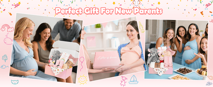 Newborn Baby Girl Gift, 9 Pcs Baby Gifts for Girls Newborn Essentials, New Baby Girl Gift Basket Baby Shower Gender Reveal Gifts, New Mom Gift Swaddle Blanket Bunny Rattle Gift Set