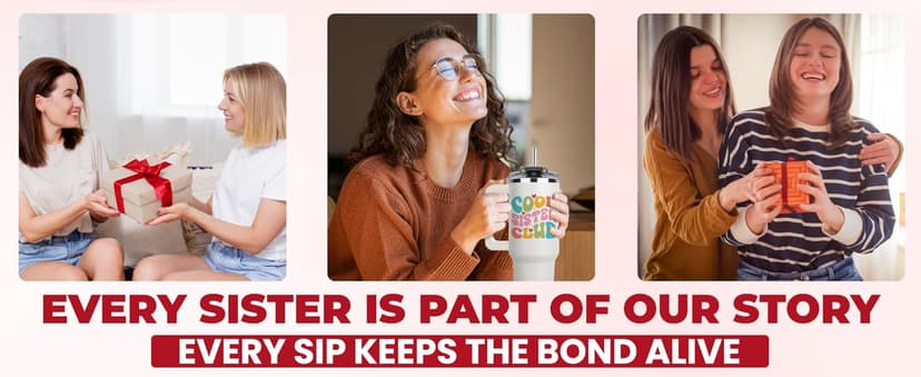 Cool Sister Club Tumbler 40Oz - Big Sis Gift Ideas, Funny Coffee Presents for Her, Cute Sibling Tumbler with Handle for Younger or Older Sisters, Birthday Gifts for Women and Teenage Sis