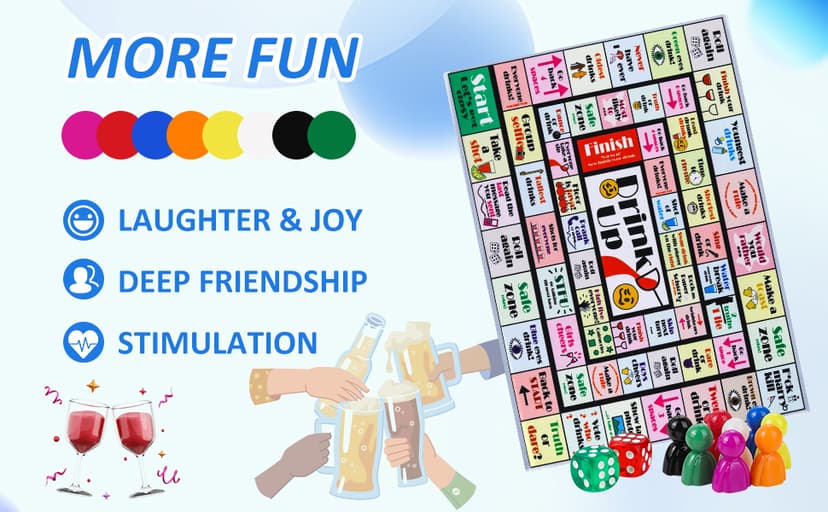 Fofeadm Drinking Board Games for Adults, Rubber Mat Drinking Board Game, Funny Party Interactive Drinking Games for Game Night, Birthday, Family Play or Any Occasion, Age 21+, 2-8 Players