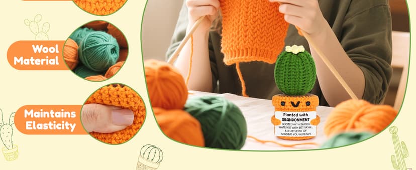 Funny Retirement Gift for Woman Men, Coworker Farewell Leaving Going Away Goodbye Gift for Women Coworker Boss Friend Teacher, Moving Away Off to College, Crochet Abandonment Cactus Decroration Card